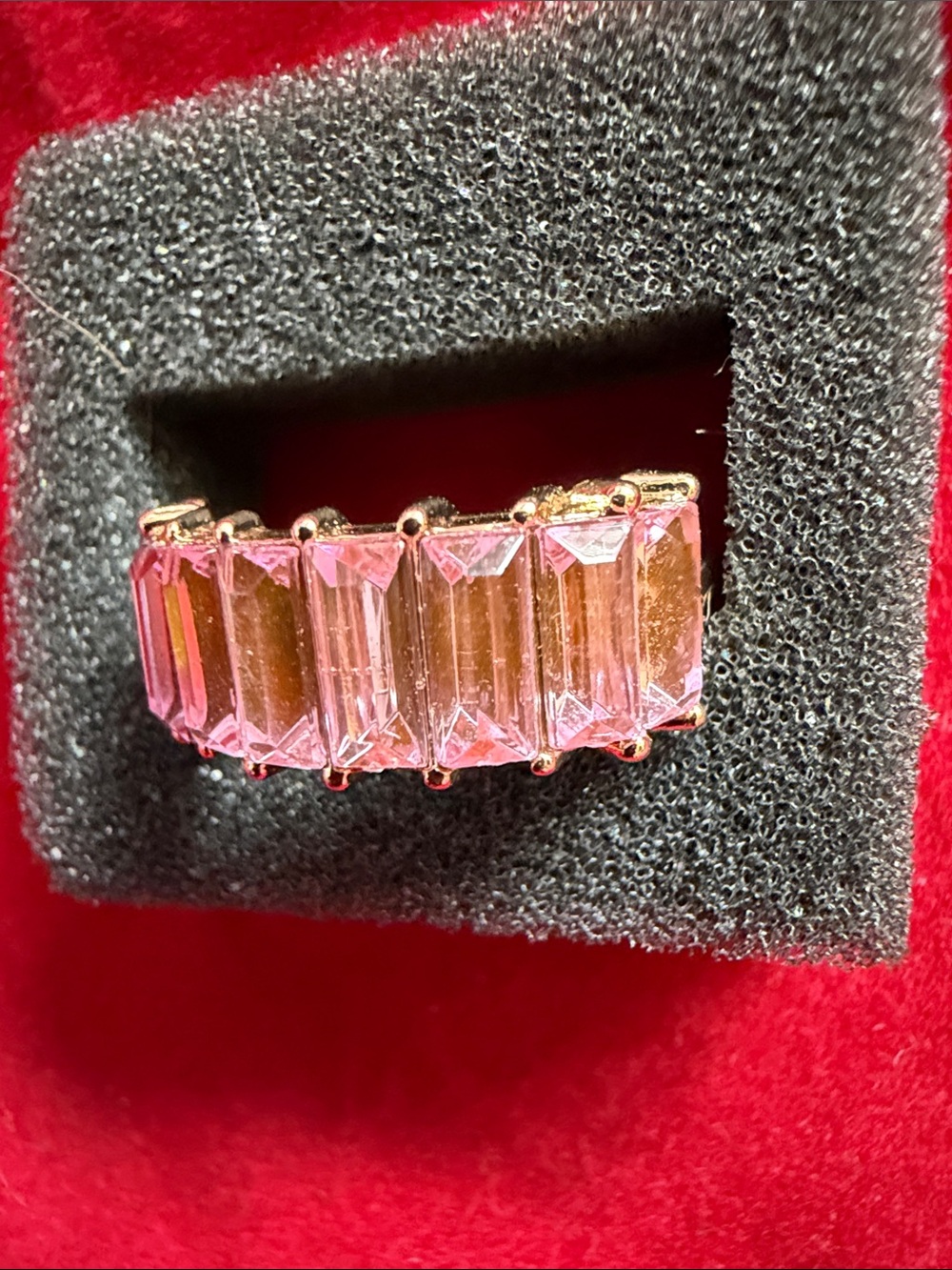 Pink Sparkling Bar Ring, SZ 7.5, (J296)